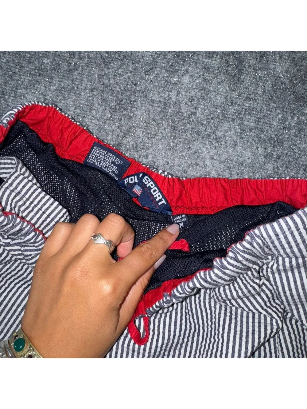 Polo Sport Striped Lined Swim Trunks Mens MD Vtg y2k 90s Rare